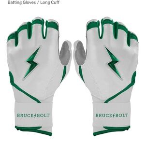 Bruce Bolt youth large Batting Gloves - Green and White